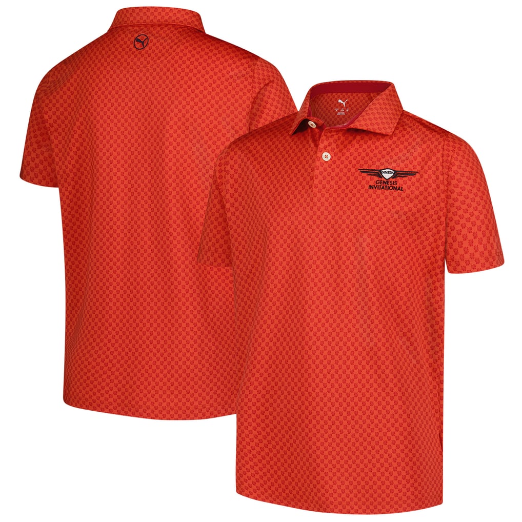  Genesis Invitational Puma Micro Floral MATTR Polo - Orange